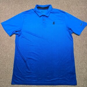 Nike Disney Parks Golf Polo Shirt Mens Large Blue Mickey Mouse Dri-Fit Geometric